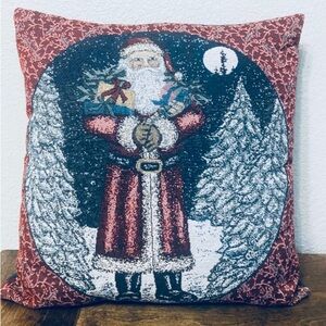 Gorgeous old world Santa vtg tapestry decorative throw pillow Christmas cottage